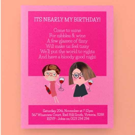 Bars & Weine zum Geburtstag Einladungspostkarte