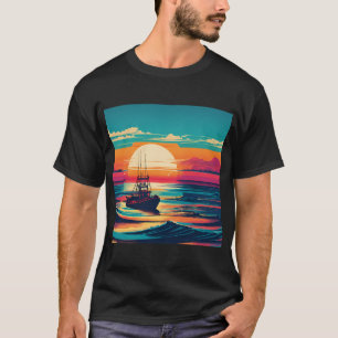 Barsch Fisch Mond Vintage-Grafik Wildnis Nacht T-Shirt