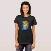 Barsch springt aus dem Wasser Angler T-Shirt (Vorne ganz)