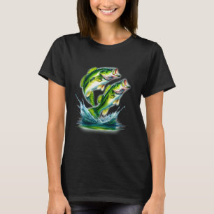 Barsch springt x Sonnenuntergangswelle Aquarell T-Shirt