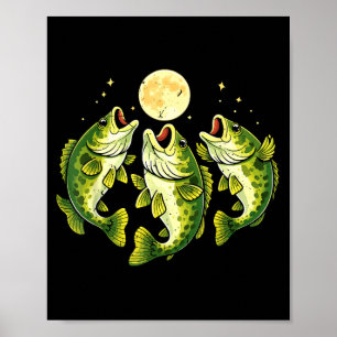 Barschfisch heult zum Mond großmäuliger Barsch Poster
