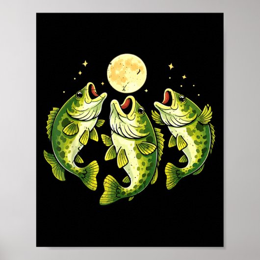 Barschfisch heult zum Mond großmäuliger Barsch Poster (Vorne)