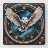 Barschüssel und Rose Fantasie Art Quadratische Wanduhr (Vorderseite)