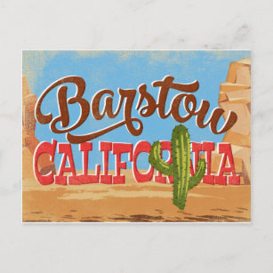 Barstow California Cartoon Desert Retro Travel Postkarte