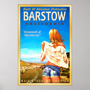 BARSTOW Kalifornien Route 66 Highway Cutoff Jeans Poster