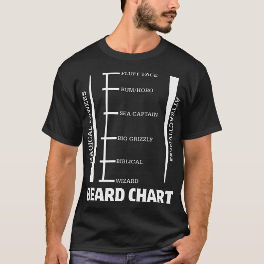 Bart-Längen-Diagramm-neuer lustiger Hipster-Bart-T T-Shirt (Vorderseite)