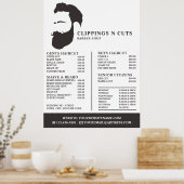 Bart-Logo, Herren-Friseur-Preisliste Poster (Küche)