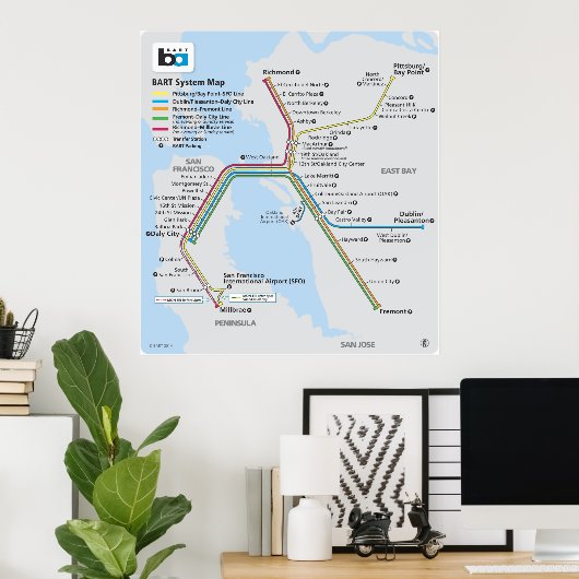 Bart Train Map Poster (Heimbüro)