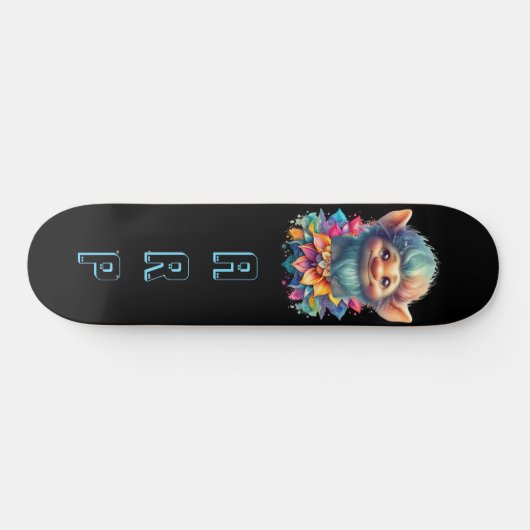 *~* Bart Troll AP89 Neon Rainbow Initials Floral Skateboard (Horizontal)