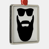 Bart und Sonnenbrille Silbernes Ornament (Rechts)