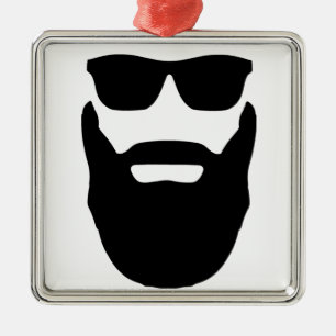 Bart und Sonnenbrille Silbernes Ornament