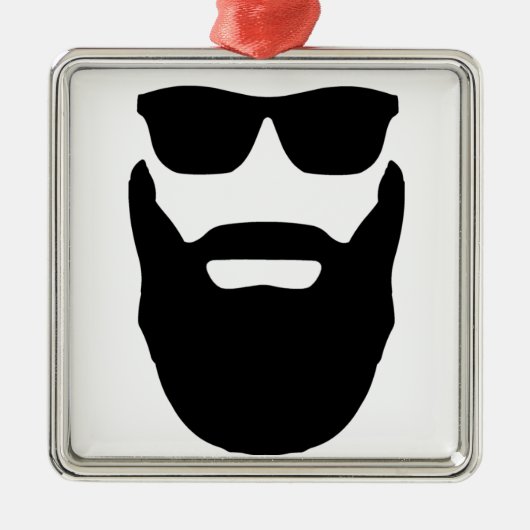 Bart und Sonnenbrille Silbernes Ornament (Vorne)