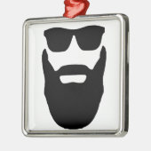 Bart und Sonnenbrille Silbernes Ornament (Links)