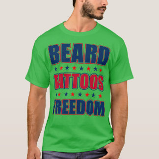 Bart und Tattoo Men Amerikanisches Geschenk Bartbe T-Shirt