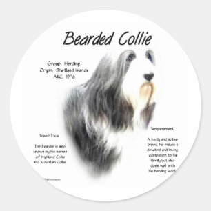 Barta Collie History; Liebe Barted Colliese Runder Aufkleber
