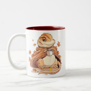 Bartagame in Decke - Gemütlicher Herbstkaffee Zweifarbige Tasse