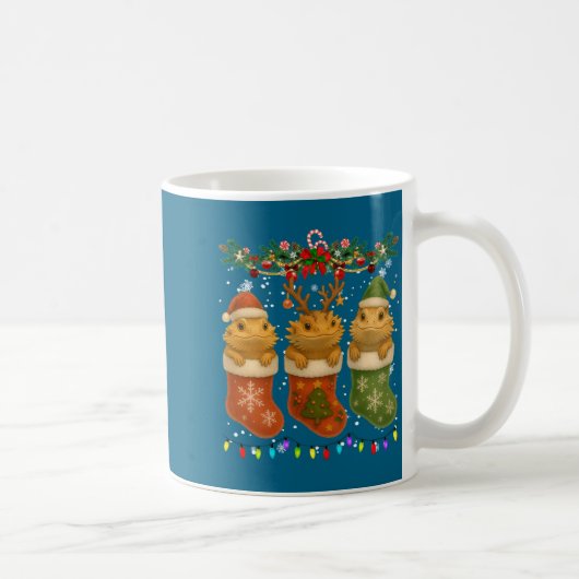 Bartagame in Weihnachts-Socken leuchtet Bartagame Kaffeetasse (Rechts)
