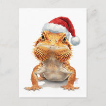 Bartagame mit Santa-Mütze Aquarell