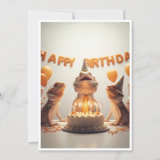Bartagamen-Partytiere, Chamäleon-Geburtstag Einladung (Vorderseite)