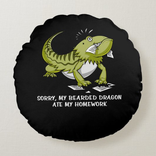 Bartard Dragon Ate My Hausaufgaben Student Lizard Rundes Kissen (Vorderseite)