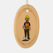 Bartbauarbeiter mit Schaufeldekoration Keramik Ornament (Rechts)