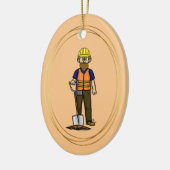 Bartbauarbeiter mit Schaufeldekoration Keramik Ornament (Links)