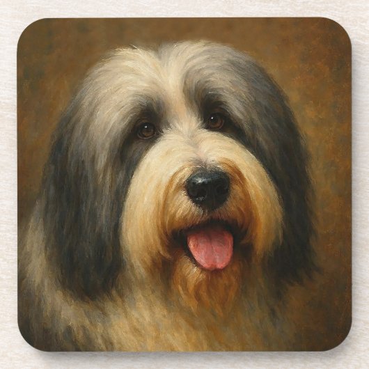 Bartcollie Getränkeuntersetzer (Vorderseite)