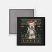 Bartcollie-Hund hässlicher Weihnachtspullover Holi Magnet (Vorderseite/Rückseite)