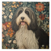 Bartcollie in einem Garten im Stil von William Mor Fliese (Vorderseite)
