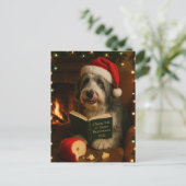 Bartcollie 'Käse Steuer' Weihnachtskarte Postkarte (Stehend Vorderseite)