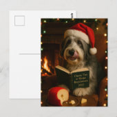 Bartcollie 'Käse Steuer' Weihnachtskarte Postkarte (Vorne/Hinten)