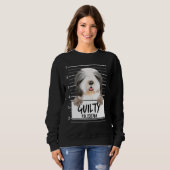 Bartcollie-Mugshot schuldig Hund Sweatshirt (Vorne ganz)