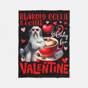 Bartcollie und Kaffee nur zum Valentinstag-Witz Fleecedecke
