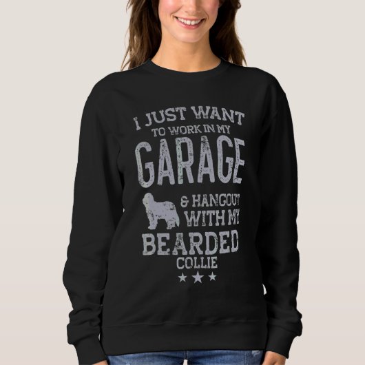 Bartcollie-Vater-Autogarage-Treffpunkt Männer Sweatshirt (Vorderseite)