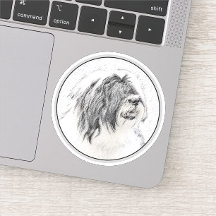 Bartcollie-Zeichnung - Süße originelle Hundekunst Aufkleber