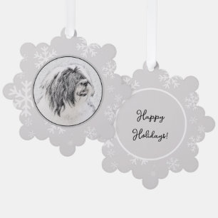 Bartcollie-Zeichnung - Süße originelle Hundekunst Ornament Karte