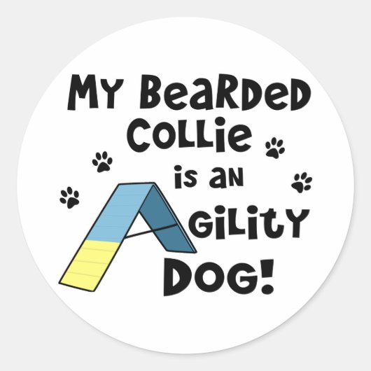 Bartded Collie Agility Dog Runder Aufkleber (Vorderseite)