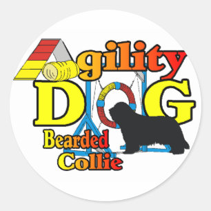 Bartded Collie Agility Geschenke Runder Aufkleber