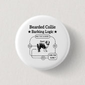 Bartded Collie Barking Logic Funny Dog Sarcastic Button (Vorderseite)