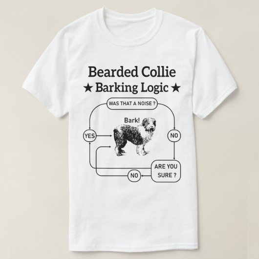 Bartded Collie Barking Logic Funny Dog Sarcastic T-Shirt (Design vorne)