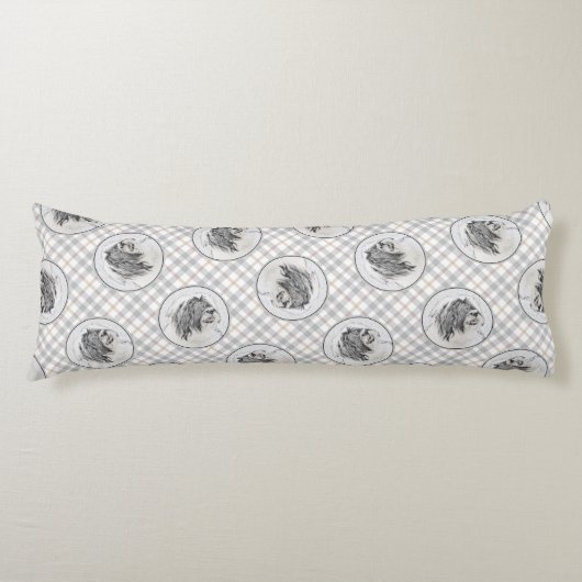 Bartded Collie Beardie Black Zeichne Niedliche Dog Seitenschläferkissen (Vorderseite)