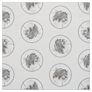Bartded Collie Beardie Black Zeichne Niedliche Dog Stoff