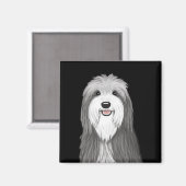 Bartded Collie Cartoon Dog Magnet (Vorderseite/Rückseite)