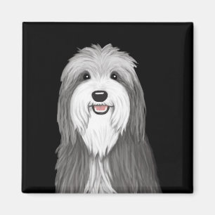 Bartded Collie Cartoon Dog Magnet