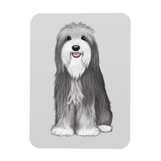 Bartded Collie Cartoon Dog Magnet (Vertikal)