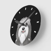 Bartded Collie Cartoon Dog Runde Wanduhr (Winkel)