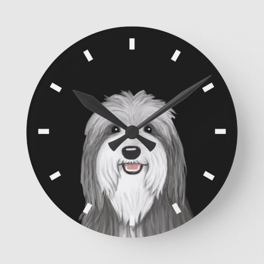 Bartded Collie Cartoon Dog Runde Wanduhr (Vorderseite)