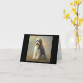 Bartded Collie Dog Karte (Gelbe Blume)