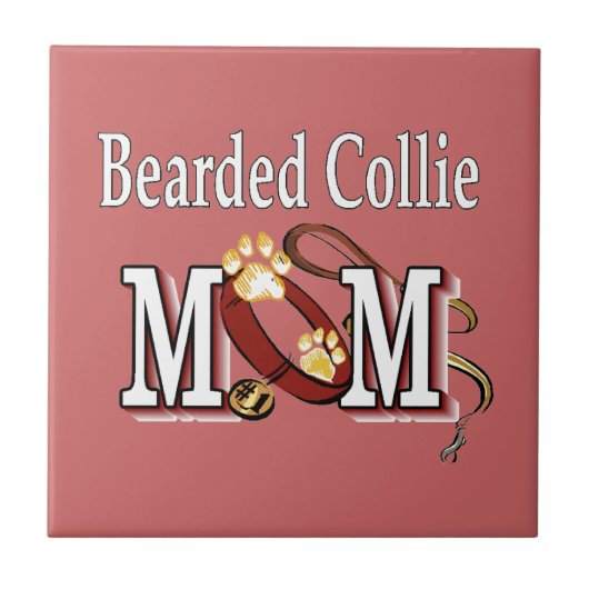 Bartded Collie Dog MAMA Fliese (Vorderseite)