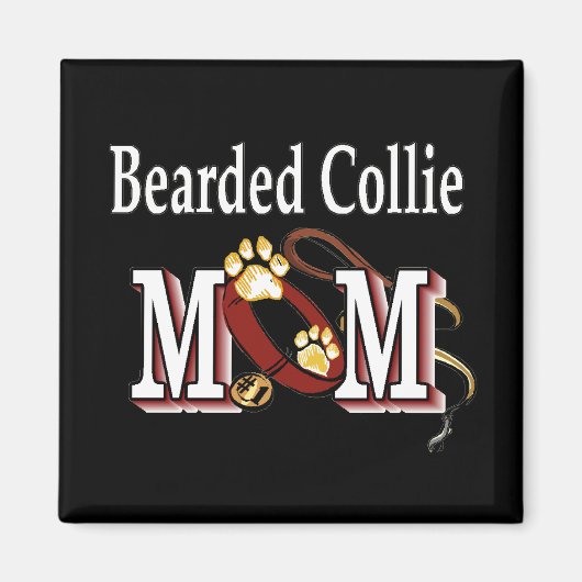Bartded Collie Dog MAMA Magnet (Vorne)